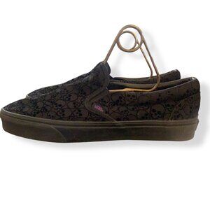Vans Mens Classic Flocked Skulls Black on Black Velvet Burnout Purple Lining 12